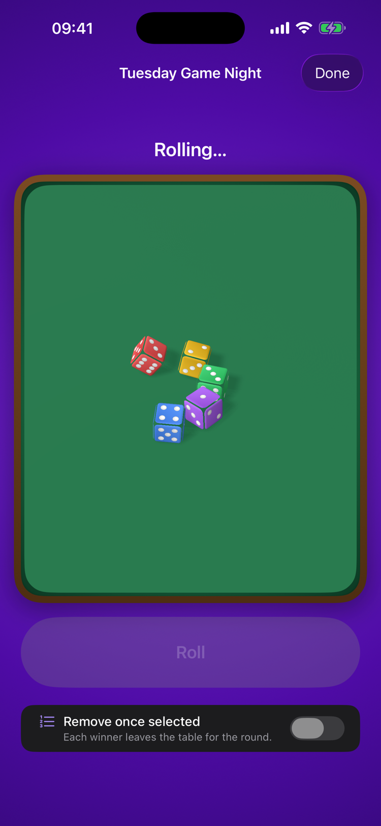 3D dice roll picker